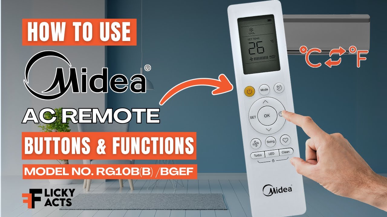 How to Use: Midea AC Remote Buttons & Functions | Heat Pump Remote Guide | Model No. RG10B(B)/BGEF