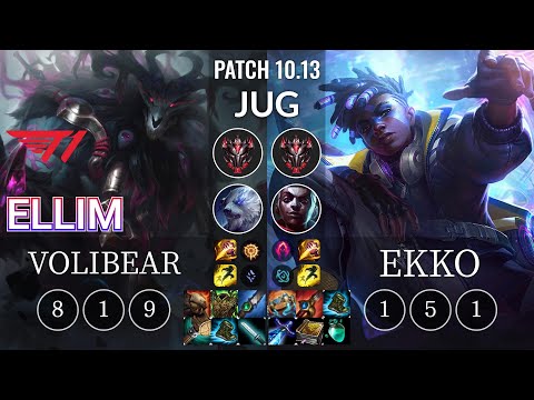 T1 Ellim Volibear vs Ekko Jungle - KR Patch 10.13