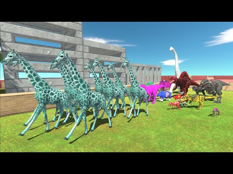 Race to eat a group of alien giraffes - Animal Revolt Battle Simulator
