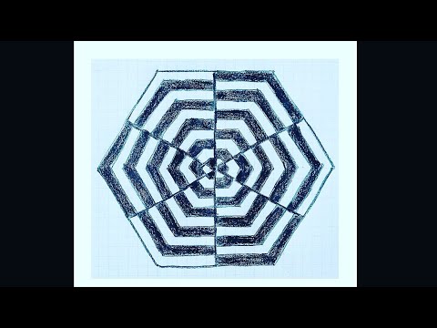 How to Draw Geometric Optical Illusion Art - 3D Trick Art on Paper tutorial