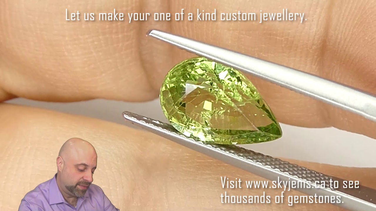 SOLD - 3.84ct Pear Kiwi Green Grossular Garnet - TG0511