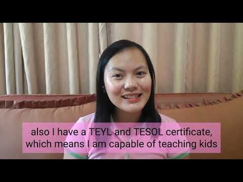 Self Introduction with TEYL and TESOL certificate
