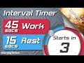 45 sec work 15 sec rest Interval Timer (45/15 interval timer) up to 60 reps with exploding ending