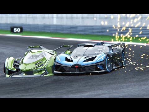 Bugatti Bolide vs Lamborghini V12 VGT at Bahrain (ULTRA 4K 60 FPS)