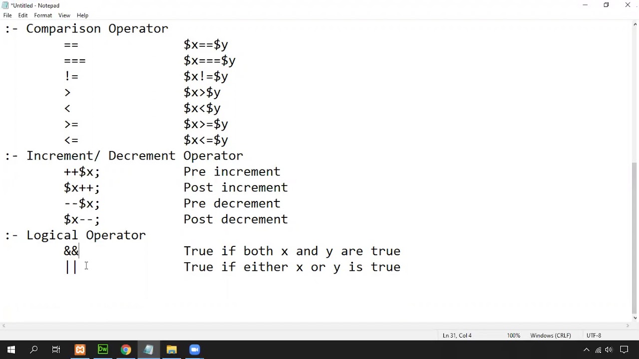 Lec 2 | PHP Operators
