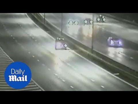 Terrifying moment drunk driver goes wrong way down motorway