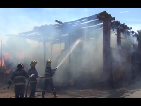 Firefighters Put out Haystack Fire in Xinjiang