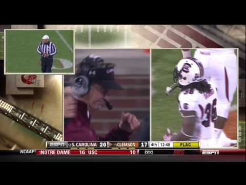 2012 USC vs Clemson - DJ Swearinger Big Hit/Personal Foul