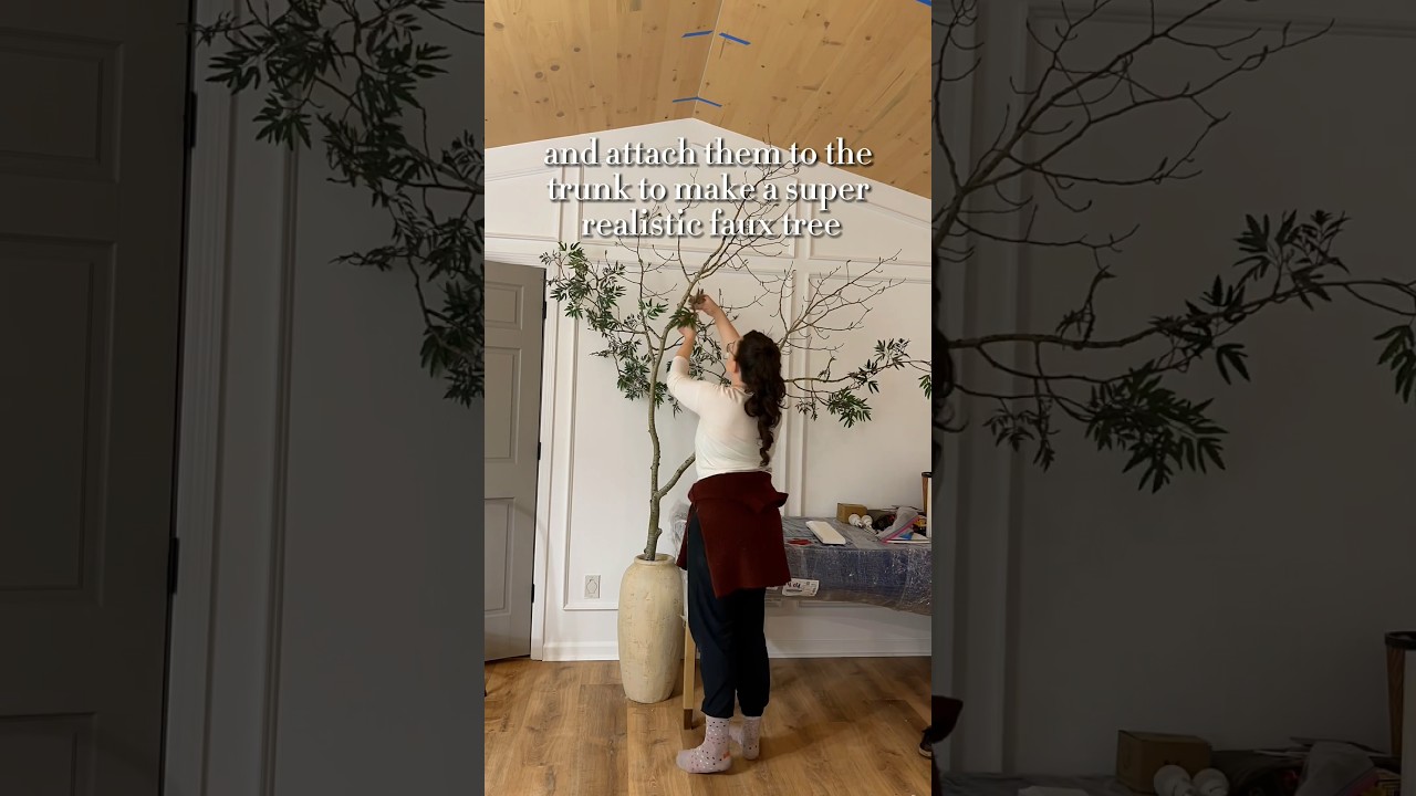 From downed tree ➡️ high end faux tree 🌳 Learn how to make an easy DIY Faux Tree! #diyhomedecor