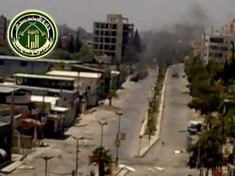 رصد احتراق دبابتين لقوات النظام  بعد استهدافهم من قبل كتيبة البراء في مدينة دوما في ريف دمشق