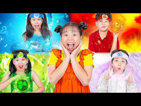 Cuatro Elementos: Fuego, Agua, Aire y Tierra Ayudados Por Baby Doll Para Recuperar Energía