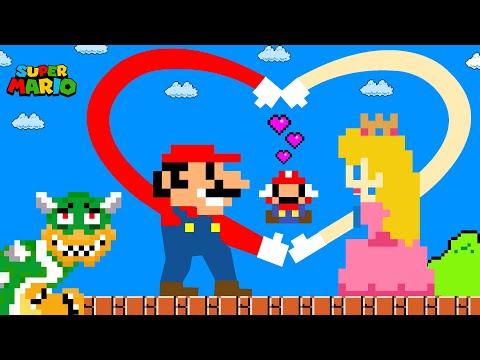 Super Mario & Peach Finger Heart - Mario love story | Game Animation
