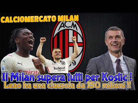 CALCIOMERCATO MILAN : Il Milan supera tutti per Kostic ! Leao ha una clausola da 150 milioni !!