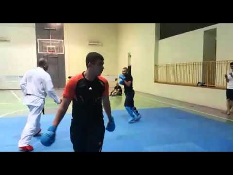 The budo karate team train hard