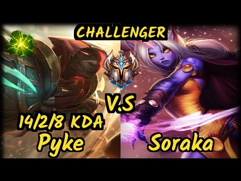 Joey (PYKE) vs SORAKA - 14/2/8 KDA BOTTOM SUPPORT CHALLENGER GAMEPLAY - NA