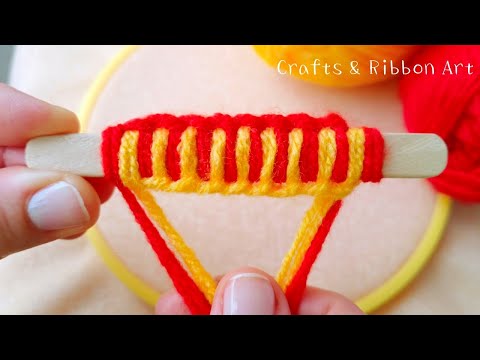 It's so Cute !! Superb Flower Craft Idea with Wool - Hand Embroidery Amazing Flower Design