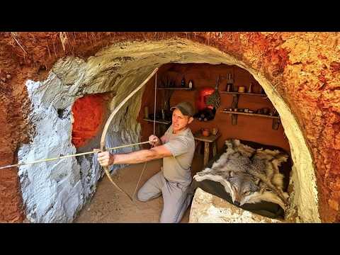 Bau eines gemütlichen und geheimen Hauses, Wärmevolle Bushcraft-Konstruktion in einer unterirdischen