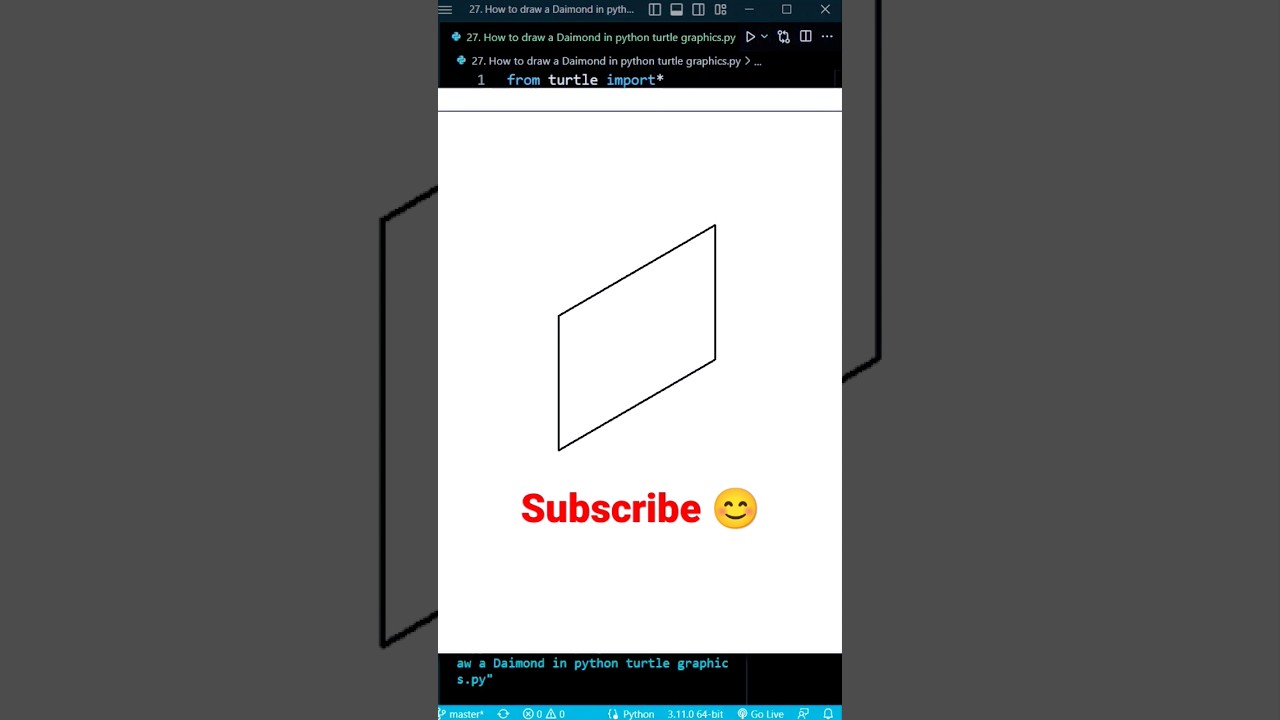 27. How to draw a Diamond in python turtle graphics #python #turtle