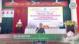 Bác Vũ Đình Tiến phát biểu lời cảm ơn đoàn Gia đình Trí tuệ Tình Người
