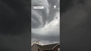 Swirling Cloud Descends on St. Charles, Missouri During Tornado Warning