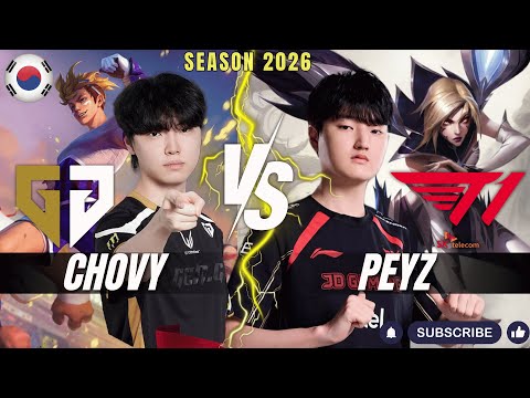 GEN Chovy vs T1 Peyz - Chovy EZREAL vs Peyz KAI'SA ADC - Patch 26.1 KR Ranked | lolrec