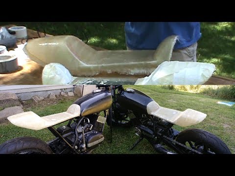 Laying Down Fiberglass - RD350 Street Tracker Fiberglass Tail Project EP2