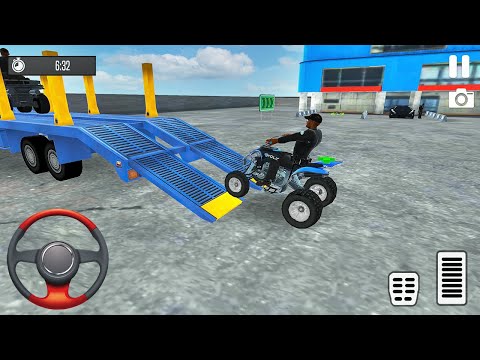 Transporting Police Quad Bike in Long Trailer Truck - Airplane Transporter 2021 - Android Gameplay
