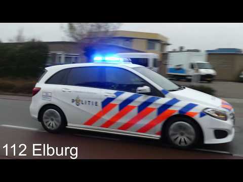 Nieuwe politie Mercedes Nunspeet en onopvallende volvo v40 met spoed naar een ongeval in Elburg