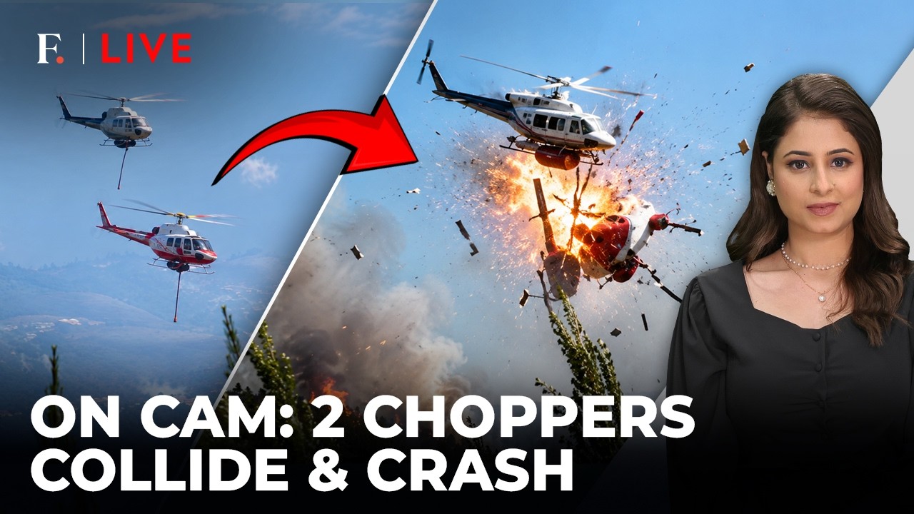 Dramatic Video Shows Firefighting Helicopters Colliding Mid-Air in Greece | Firstpost Live