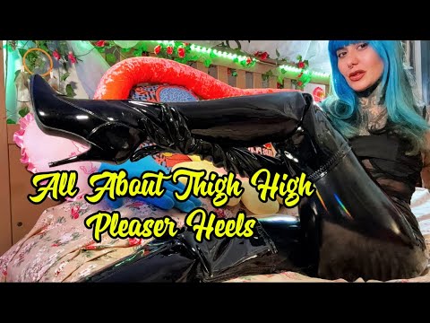 Try on Pleasers Seduce thigh high heel boots #shoesfashion #thighhighheels