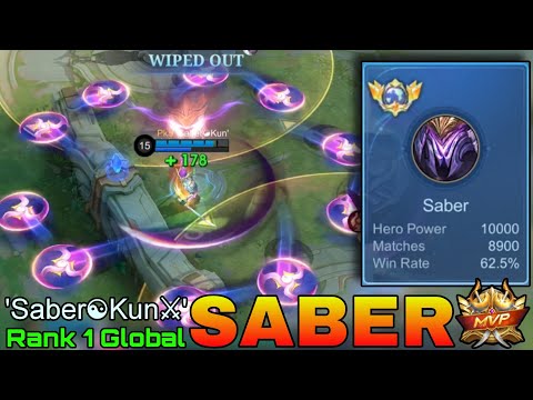 Hard Carry Saber Insane 8,900 Matches - Top 1 Global Saber by 'Saber☯︎Kun⚔' - Mobile Legends