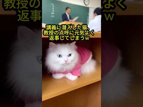 【爆笑】講義に潜入した猫、教授の点呼に元気よく返事してしまうw