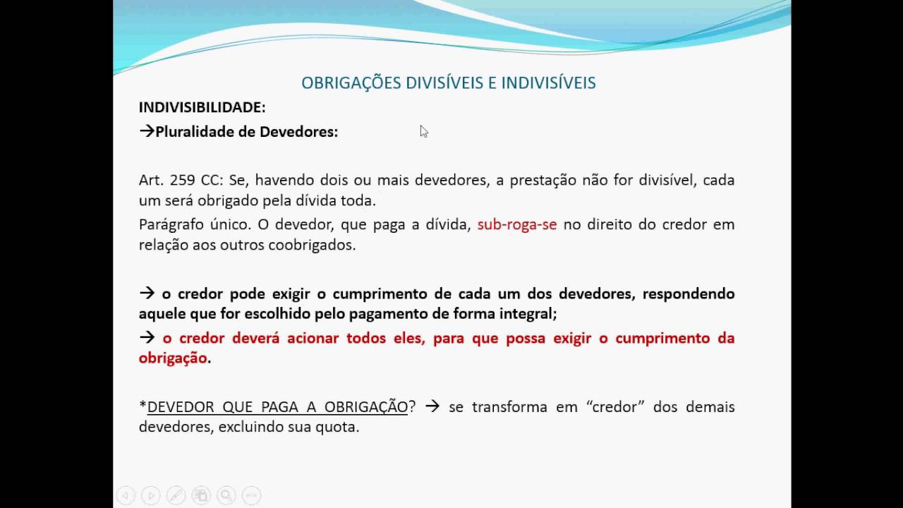 OBRIGAÇÕES DIVISÍVEIS E INDIVISIVEIS