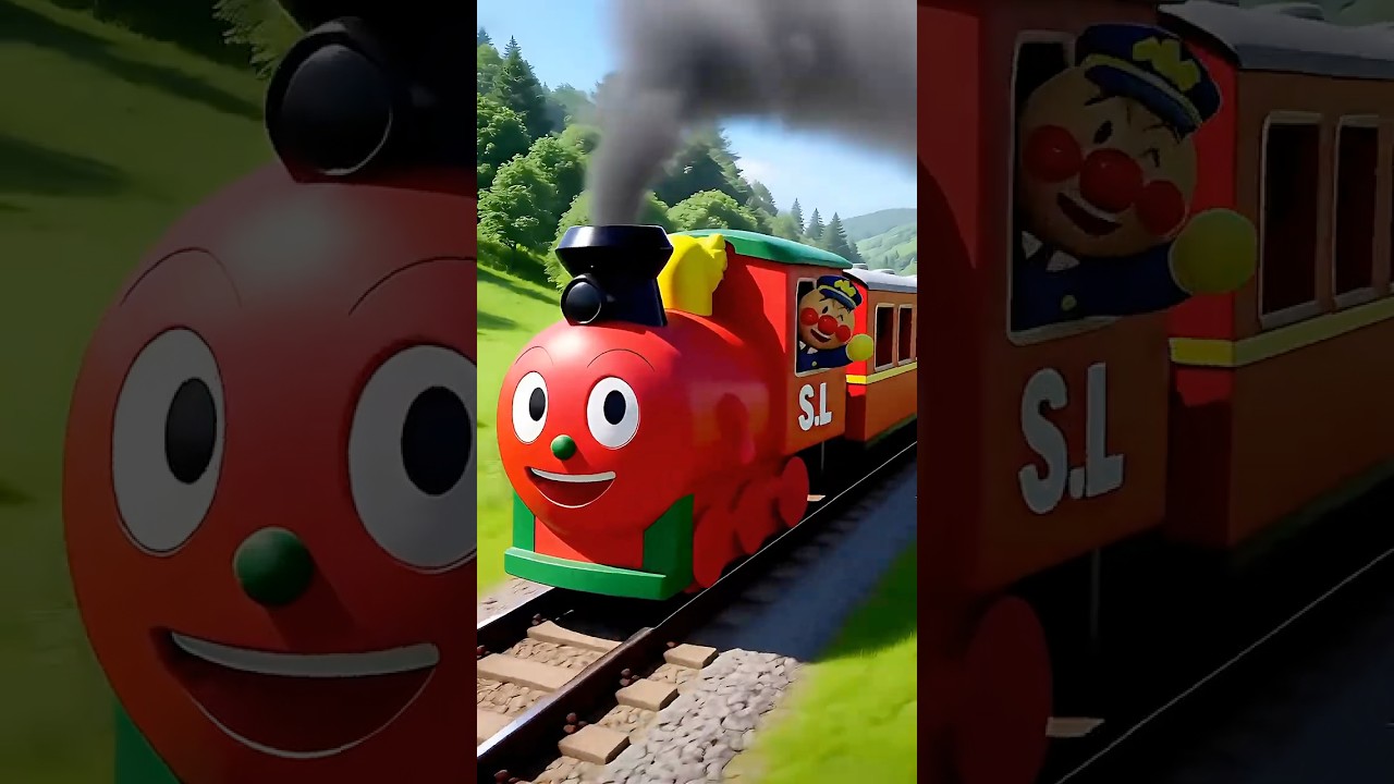 アンパンマン運転士とSLマンと一緒に出発進行！🚂 AI #shorts