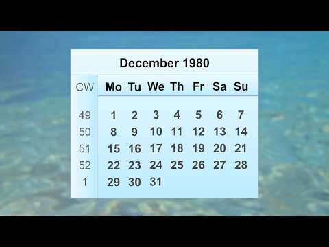 December 1980 Calendar
