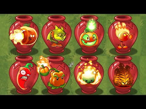 Pvz 2 Challenges - All Fire Plants Vasebreaker VS All Gargantuar Zombies