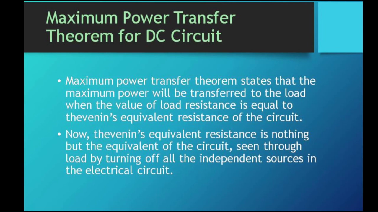 Maximum Power Transfer Theorem ||  Electrical Engineering || PPT
