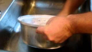 Fastest way to clean a stained aluminum pot