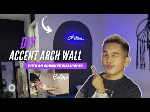 DIY accent arch wall using wallpaper