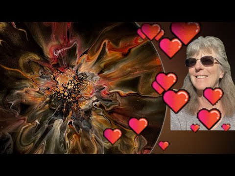 327. ❤️ FIERY VALENTINE BLOOM ON BLACK, Lazy Susan! Acrylic Painting, #fluidart #art