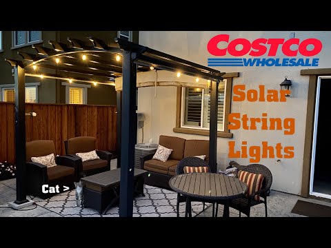 Costco Sunforce solar powered string lights installation and review. Make the SUN shine at night!
