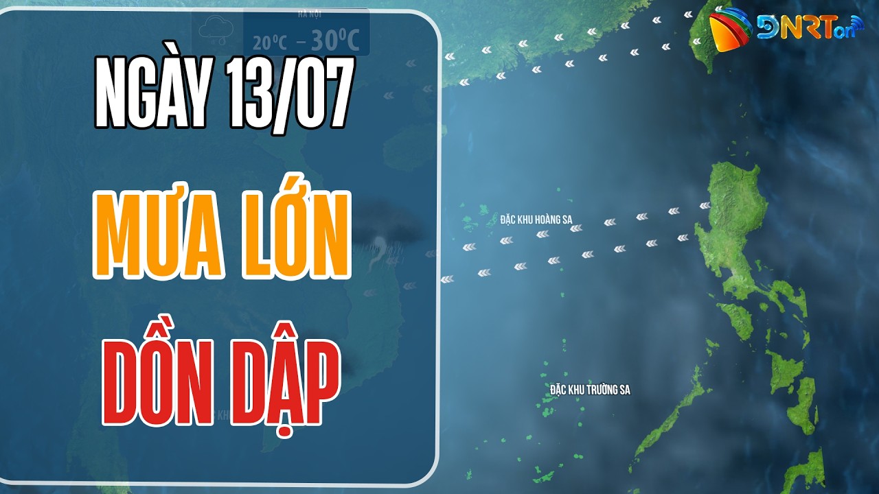 Dự báo thời tiết đêm nay và ngày mai 13/7 | Bắc Bộ đón mưa như trút nước
