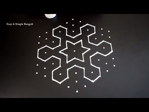 Simple Rangoli Design with 11X6 Dots | Easy Kolam Designs | Easy Rangoli Designs | Muggulu Video