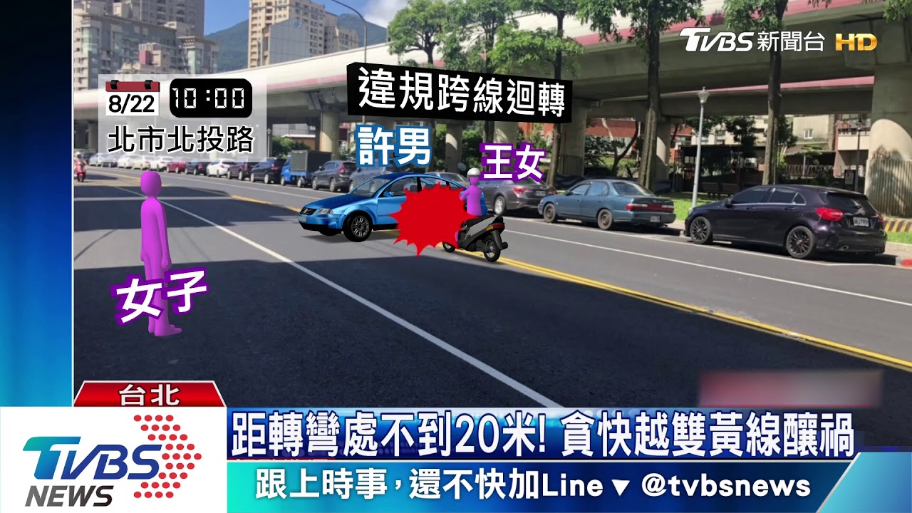 出車格就違規迴轉 女騎士攔腰撞命危