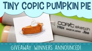 Thanksgiving Copic Marker Pie | Giveaway Winners Announcement! | Realistic Pumpkin Pie copic Art