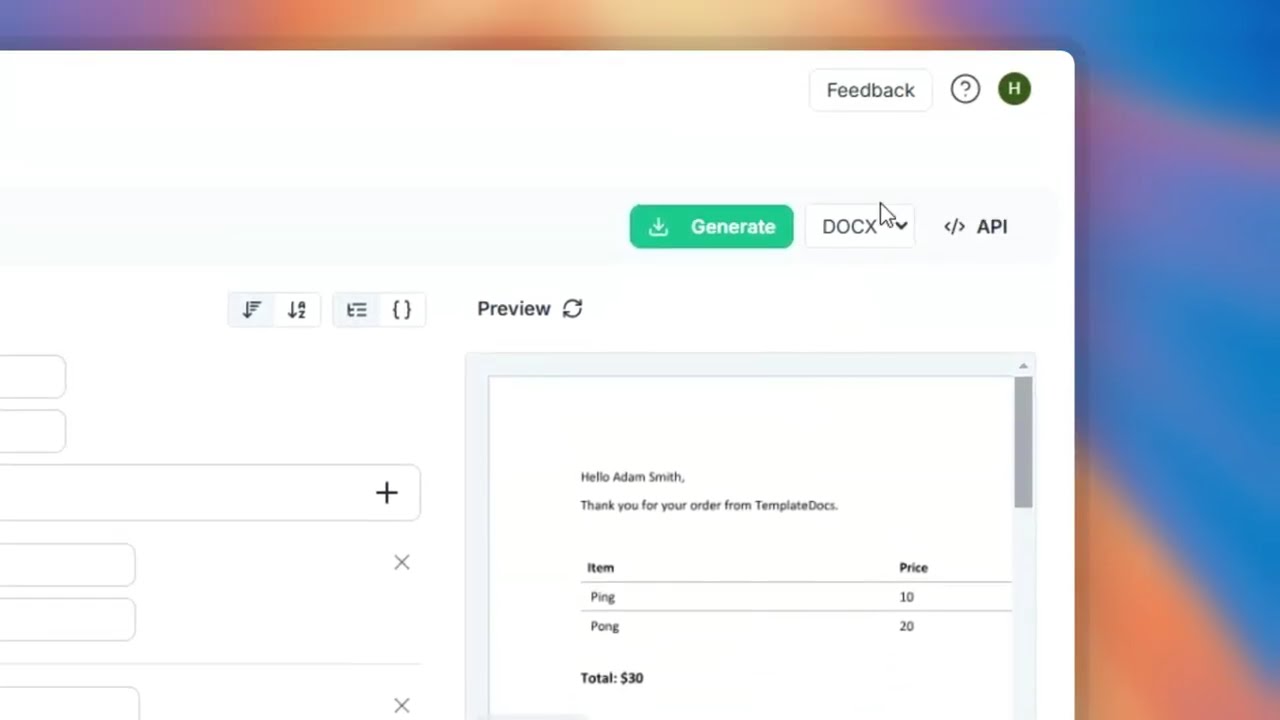 TemplateDocs demo video