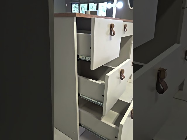 Penteadeira Camarim Yara 7 Gavetas com Espelho Off White/Freijó - Panorama Móveis