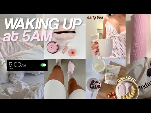 WAKING UP AT 5AM✨productive morning habits + “that girl” morning & skincare!