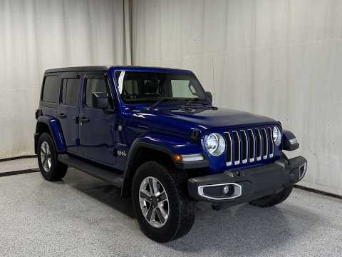 2019 Jeep Wrangler Unlimited Sahara 4x4 in Blue for sale at Park Mazda in Sherwood Park, AB