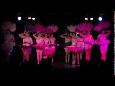 Feather Fan Dancing Students of the Sugar Blue Burlesque Academy at Fresh Faced Follies show